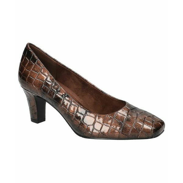 イージーストリート レディース ヒール シューズ Women's Poet Square Toe Pumps Bronze Patent Croco