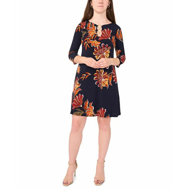 ミスク レディース ワンピース トップス Petite Round Neck 3-Ring Shift Dress K-spice