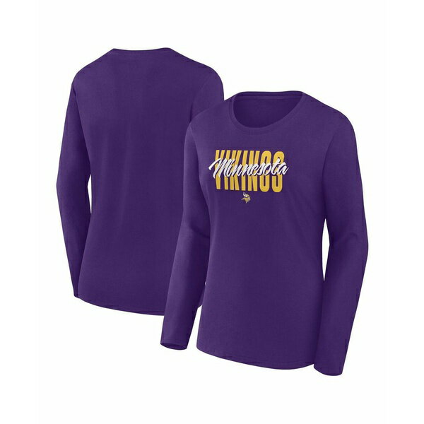 ロゴ アスレチック レディース カットソー トップス Women's Purple Minnesota Vikings Grip Long Slee..