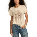ラッキーブランド レディース カットソー トップス Women's Ornate Sun Frame Cotton Crewneck T-Shirt Turtledove(4)