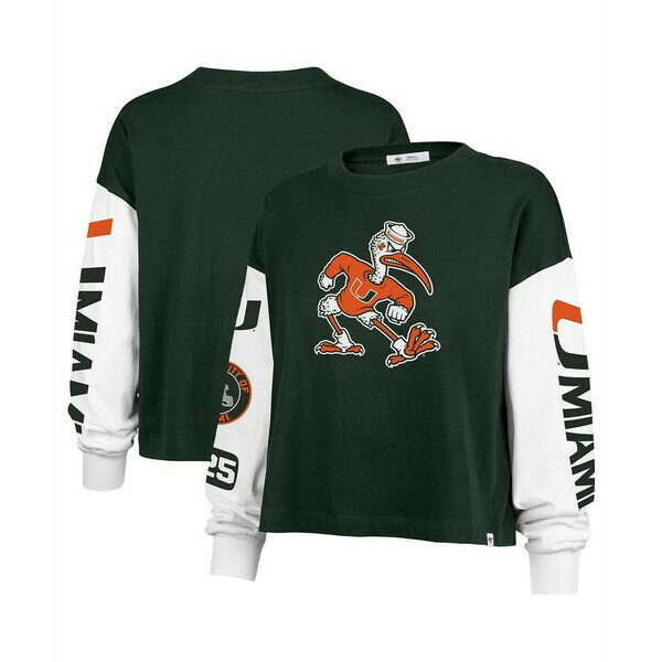 47ブランド レディース カットソー トップス Women's Green Miami Hurricanes Sydney Long Sleeve T-Sh..