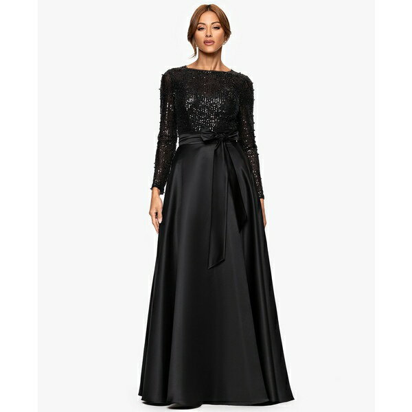 エスケープ レディース ワンピース トップス Women's Long Sleeve Ball Gown Black