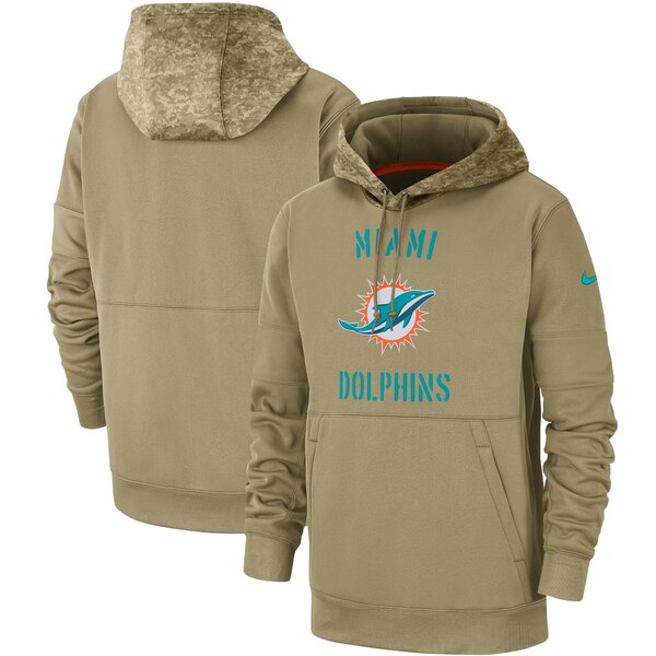 ナイキ メンズ パーカー・スウェットシャツ アウター Miami Dolphins Nike 2019 Salute to Service Sideline Therma Pullover Hoodie Tan