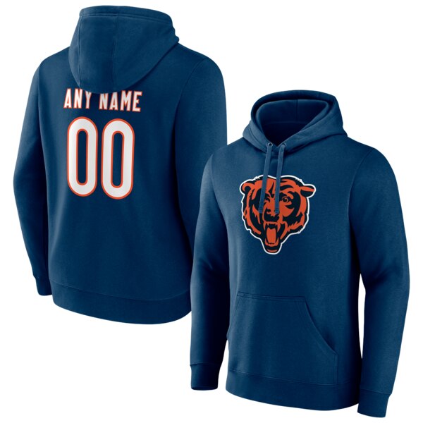 ファナティクス メンズ パーカー・スウェットシャツ アウター Chicago Bears Team Authentic Personalized Name & Number Pullover Hoodie Navy