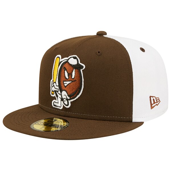 j[G Y Xq ANZT[ Portland Sea Dogs New Era Theme Night 59FIFTY Fitted Hat Brown/White