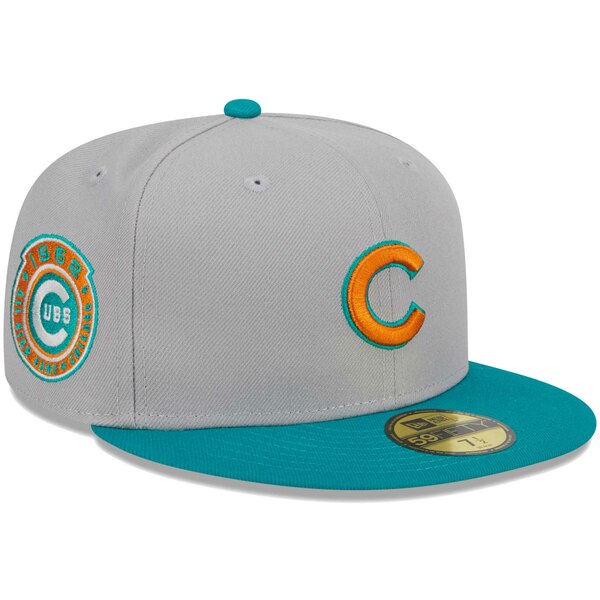 j[G Y Xq ANZT[ Chicago Cubs New Era 59FIFTY Fitted Hat Gray/Teal