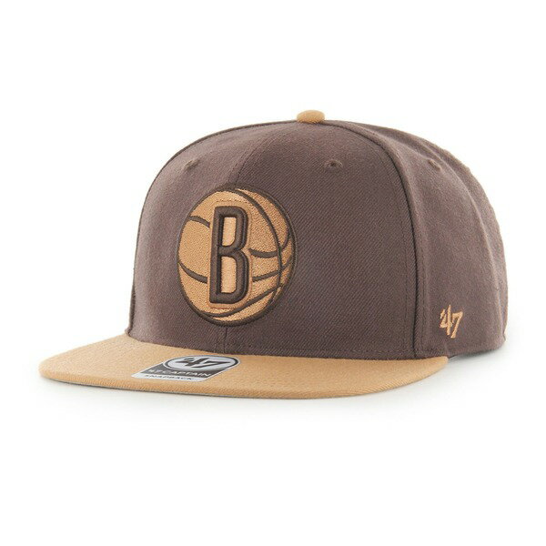 tH[eB[Zu Y Xq ANZT[ Brooklyn Nets '47 No Shot TwoTone Captain Snapback Hat Brown