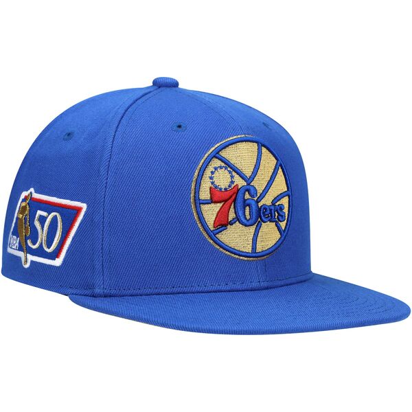 ミッチェル＆ネス ミッチェル&ネス メンズ 帽子 アクセサリー Philadelphia 76ers Mitchell & Ness 50th Anniversary Snapback Hat Royal