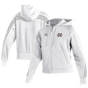 アディダス レディース パーカー・スウェットシャツ アウター Mississippi State Bulldogs adidas Women's Fashion Decorated FullZip Hoodie White