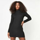 ミスガイデッド レディース ワンピース トップス Recycled Petite High Neck Rib Knit Mini Dress