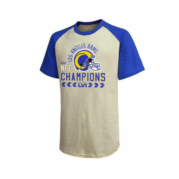 マジェスティック メンズ シャツ トップス Men's Threads Cream, Royal Los Angeles Rams 2021 NFC Champions Raglan T-shirt Cream, Royal