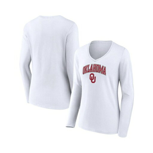 ファナティクス レディース Tシャツ トップス Women's White Oklahoma Sooners Evergreen Campus Long Sleeve V-Neck T-shirt White ファナティクス レディース Tシャツ トップス Women's White Oklahoma Sooners Evergreen Campus Long Sleeve V-Neck T-shirt White