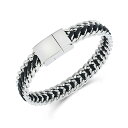 ローナ サットン メンズ ブレスレット・バングル・アンクレット アクセサリー Silver Stainless Steel Statement Leather and Chain Bracelet Silver(4)