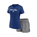 ファナティクス レディース Tシャツ トップス Women's Blue, Gray Tampa Bay Lightning Script T-shirt and Shorts Set Blue, Gray