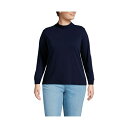 ランズエンド レディース カットソー トップス Plus Size Relaxed Cotton Long Sleeve Mock Turtleneck Deep sea navy(4)