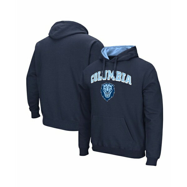 コロシアム メンズ パーカー・スウェットシャツ アウター Men's Columbia University Arch and Logo Pullover Hoodie Navy