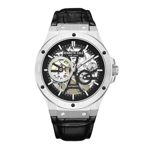 ケネスコール メンズ 腕時計 アクセサリー Men's Automatic Black Genuine Leather Watch 43mm Black ケネスコール メンズ 腕時計 アクセサリー Men's Automatic Black Genuine Leather Watch 43mm Black