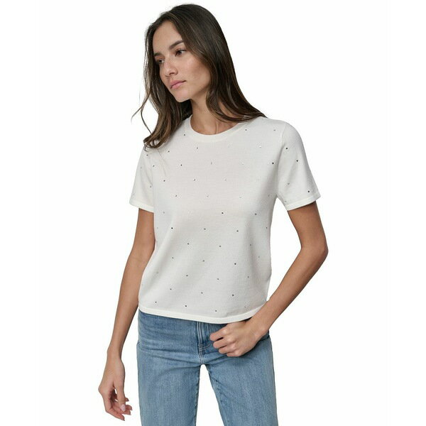 ダナキャランニューヨーク レディース Tシャツ トップス Women's Studded Short-Sleeve T-Shirt IVY - IVORY