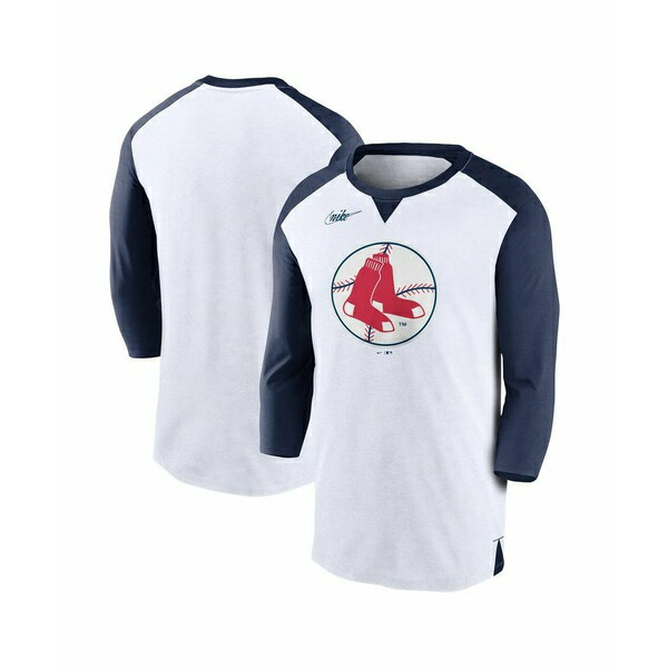 ʥ   ȥåץ Men's White, Navy Boston Red Sox Rewind 3/4-Sleeve T-...