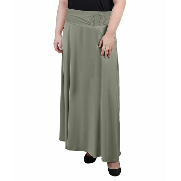 ニューヨークコレクション レディース スカート ボトムス Plus Size Maxi A-Line Skirt with Front Fau..