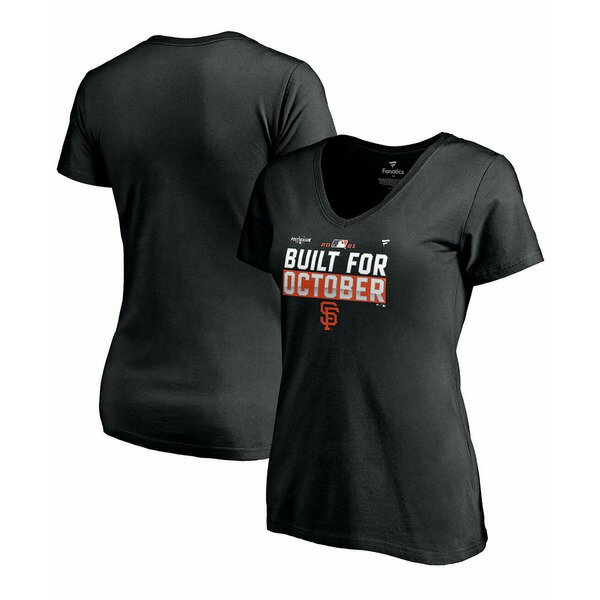 ファナティクス レディース Tシャツ トップス Women's Plus Size Black San Francisco Giants 2021 Postseason Locker Room V-Neck T-shirt Black