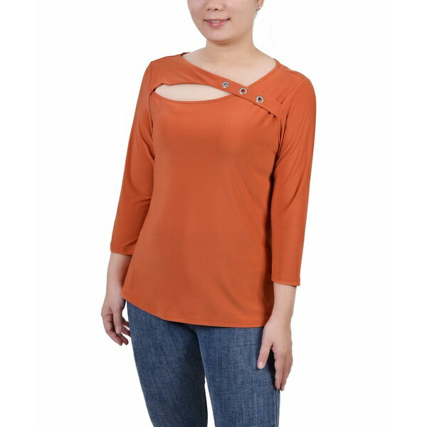 ニューヨークコレクション レディース カットソー トップス Women's 3/4 Sleeve Cutout Top Spice Route