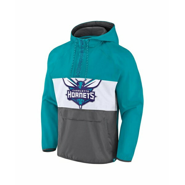 ファナティクス メンズ ジャケット＆ブルゾン アウター Men's Teal, Gray Charlotte Hornets Anorak Flagrant Foul Color-Block Raglan Hoodie Half-Zip Jacket Teal, Gray