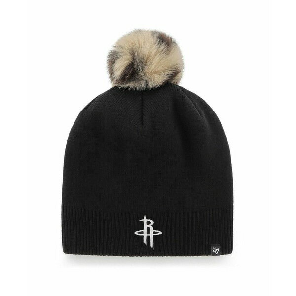 47ブランド レディース 帽子 アクセサリー Women's '47 Black Houston Rockets Serengeti Knit Beanie with Pom Black