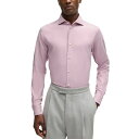 ヒューゴボス メンズ シャツ トップス Men's Diagonal Stripes Regular-Fit Dress Shirt Open Pink(4)