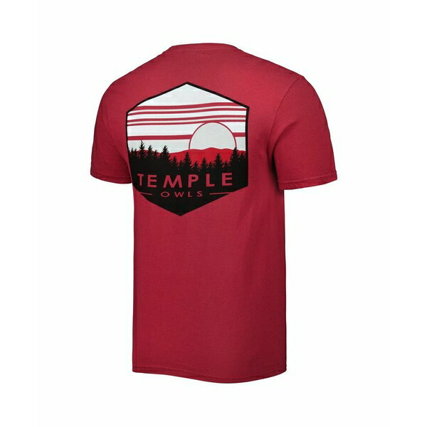 イメージワン メンズ シャツ トップス Men's Red Temple Owls Landscape Shield T-shirt Red