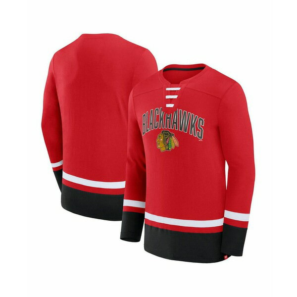 եʥƥ   ȥåץ Men's Red Chicago Blackhawks Back Pass Lace-Up Lo...