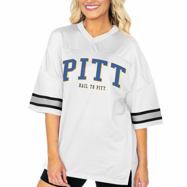 ゲームデイ レディース Tシャツ トップス Pitt Panthers Gameday Couture Women's Option Play Oversized Mesh Fashion Jersey White