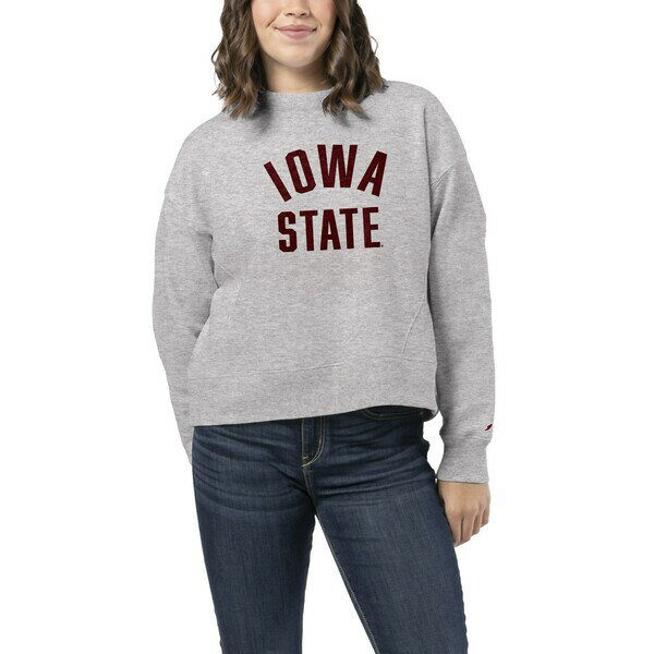 リーグカレッジエイトウェア レディース パーカー・スウェットシャツ アウター Iowa State Cyclones League Collegiate Wear Women's 1636 Boxy Sweatshirt Heather Gray 1