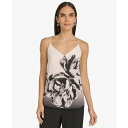 カルバンクライン レディース カットソー トップス Women's Floral Print V-Neck Camisole Black Multi