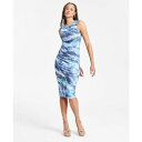 バースリー レディース ワンピース トップス Women's Printed Sleeveless Crewneck Ruched Midi Dress, Ex...