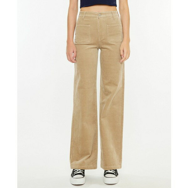 カンクン レディース カジュアルパンツ ボトムス Women's Ultra High-Rise Wide Leg Corduroy Pants Beige