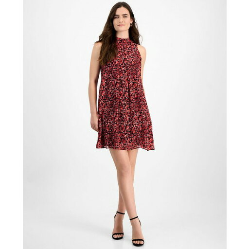 ロビービー レディース ワンピース トップス Petite Heart-Print Mock-Neck Trapeze Dress Black Pink ロビービー レディース ワンピース トップス Petite Heart-Print Mock-Neck Trapeze Dress Black Pink