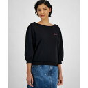 ボス オレンジ レディース パーカー・スウェットシャツ アウター Women's Cotton Logo Boat-Neck 3/4-Sleeve Top Bl...