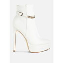 ロンンドンラグ レディース ブーツ シューズ Narok Metallic Chain Detail Boots White