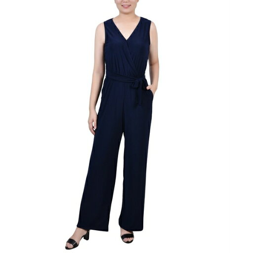 ニューヨークコレクション レディース ワンピース トップス Petite Short Sleeveless Belted Jumpsuit Navy ニューヨークコレクション レディース ワンピース トップス Petite Short Sleeveless Belted Jumpsuit Navy