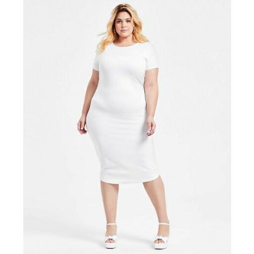 バースリー レディース ワンピース トップス Trendy Plus Size Ponte Ruched Short-Sleeve Midi Dress, Exclusively at Macy's Crema バースリー レディース ワンピース トップス Trendy Plus Size Ponte Ruched Short-Sleeve Midi Dress, Exclusively at Macy's Crema