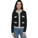 カールラガーフェルド レディース ニット&セーター アウター Women's 4-Pocket Embellished Cardigan Black/Soft ...