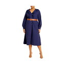 シティーシック レディース ワンピース トップス Plus Size Zoe Belted Dress Navy(4)
