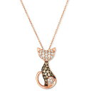 @ fB[X lbNXE`[J[Ey_ggbv ANZT[ Nude Diamond (1/3 ct. t.w.) & Chocolate Diamond (1/4 ct. t.w.) Cat Necklace in 14k Rose Gold, 18