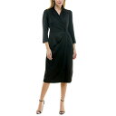 メゾン タラ レディース ワンピース トップス Women 039 s 3/4-Sleeve Blazer Satin Wrap Dress Black