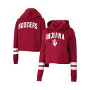 コロシアム レディース パーカー・スウェットシャツ アウター Women's Crimson Indiana Hoosiers Throwback Stripe Cropped Pullover Hoodie Crimson