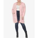 ホワイトマーク レディース ニット&セーター アウター Plus Size Hooded Open Front Sherpa Sweater Pink, Light Pink Stars