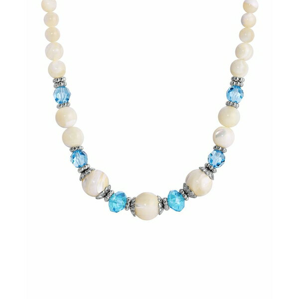 2028 ǥ ͥå쥹硼ڥȥȥå ꡼ Aqua and Mother Of Pearl Adjustable Necklace White