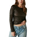 ラッキーブランド レディース カットソー トップス Women's Sequin Knit Long-Sleeve Top Black