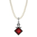 2028 fB[X lbNXE`[J[Ey_ggbv ANZT[ Imitation Pearl Red Glass Pendant Necklace Red